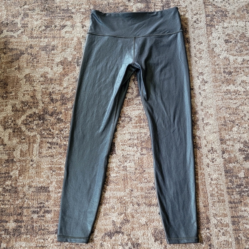 Athleta Womens Elation Ultra High Rise Tights S Grey Green Shimmer Leggings Yoga